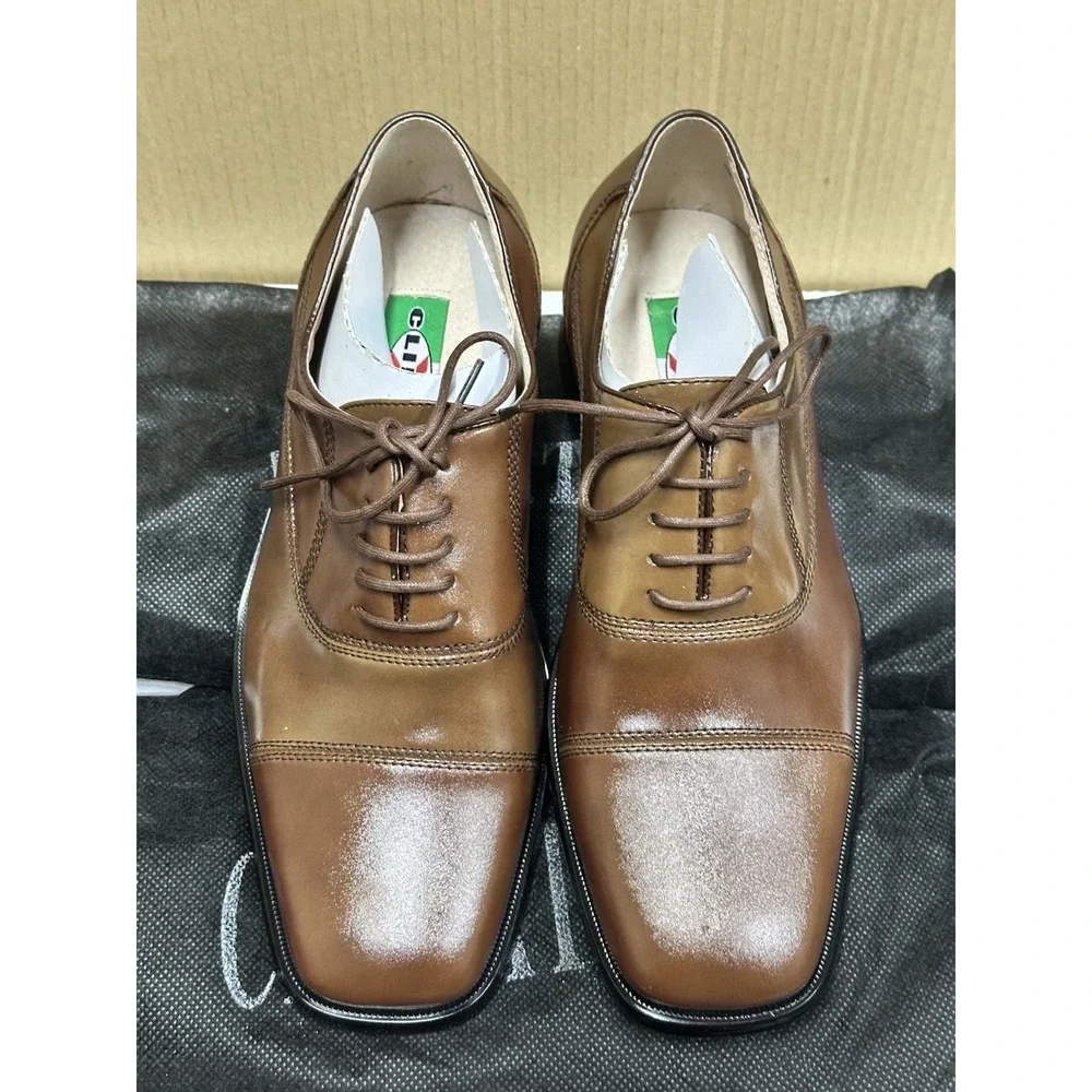 Climate-X Men's Cap Toe Brown Leather Dress Shoe New‎ In Box Size 7.5 MSRP 399